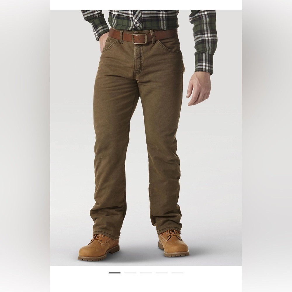 Wrangler Rugged Wear Mens Brown Flannel Lined Jeans‎ 40x32 Insulated Work Pants